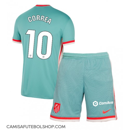 Camisa de time de futebol Atletico Madrid Angel Correa #10 Replicas 2º Equipamento Infantil 2024-25 Manga Curta (+ Calças curtas)